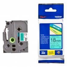 Brother TZe-741 Labelling Tape – Black on Green, 18mm wide Standard Laminated